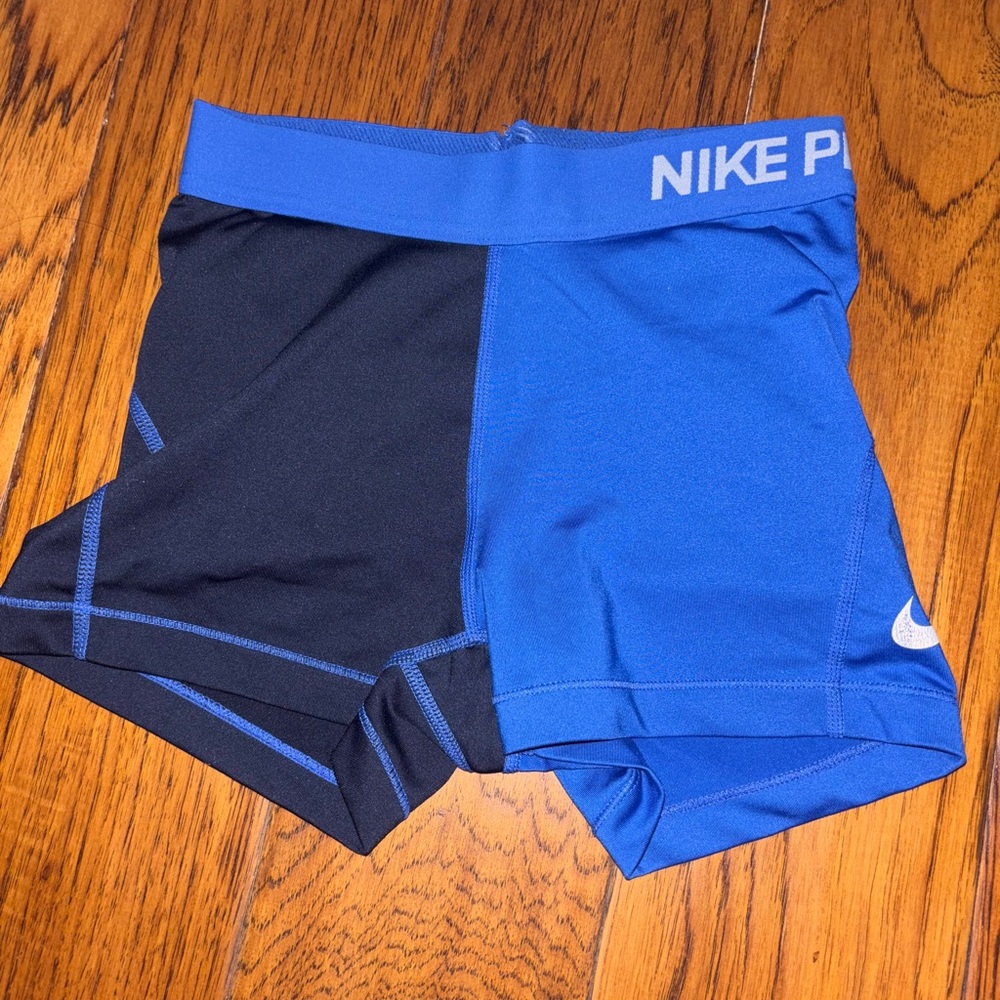 Vintage Nike Pro spandex shorts Two-Tone Black and Blue